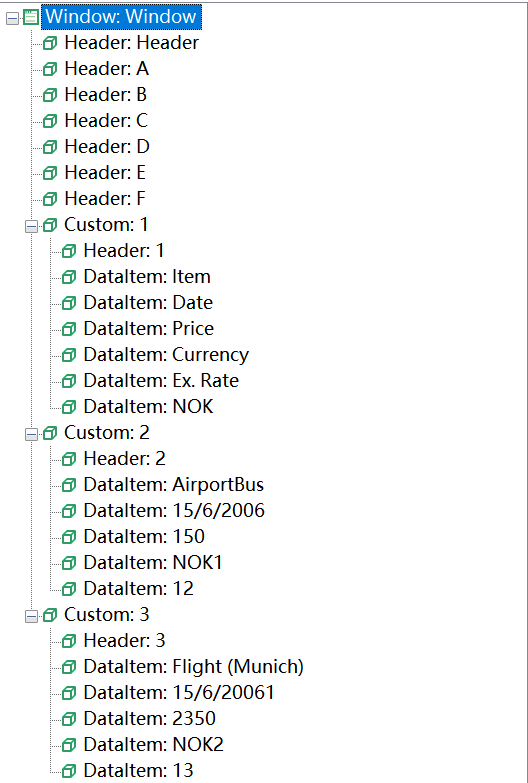 Qt 4.x SpreadSheet中识别到的对象树